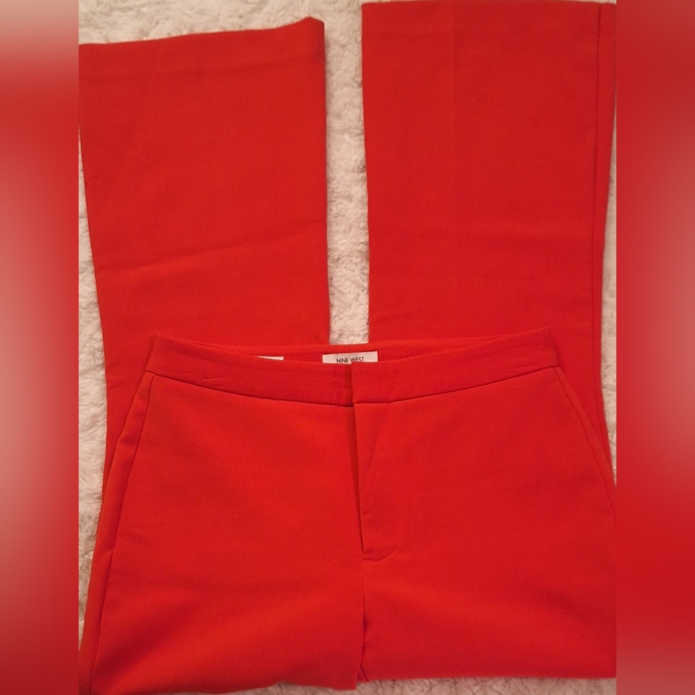 Orange Nine West Kick Flare Dress Pants Size 2 - Picture 2 of 10